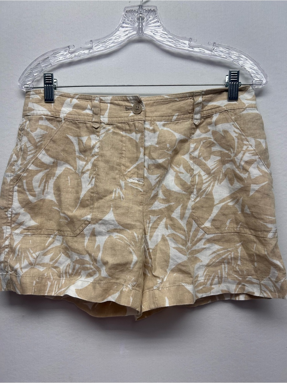 Tommy Bahama Beige and White Leaf-Print Linen-Blend Shorts - Picture 2 of 9